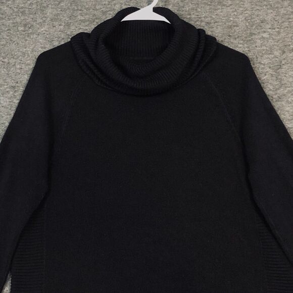 Ribbed Pullover Sweater Womens M Black Cowl Neck Croft and Barrow L/SLV Trim - Picture 2 of 12